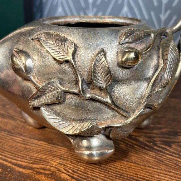 Vintage Chinese Peach Form Incense Burner with Qianlong Mark Tripod Censer - Picture 14 of 17